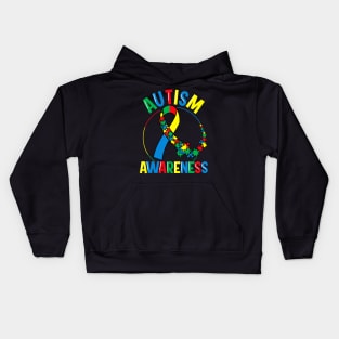 Colorful Autism Awareness Day Puzzle Ribbon Kids Hoodie